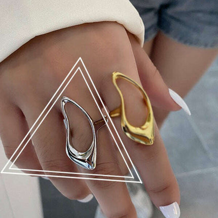 Simple style design, versatile metal texture hollow ring