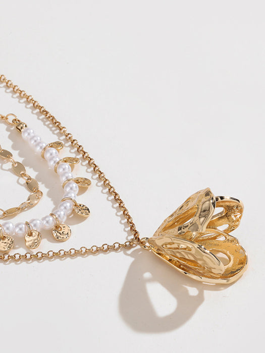 New geometric metal flower stacking necklace