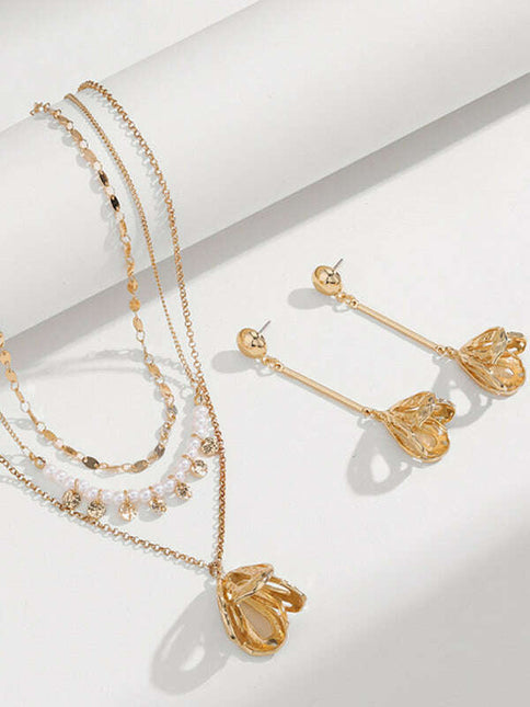 New geometric metal flower stacking necklace