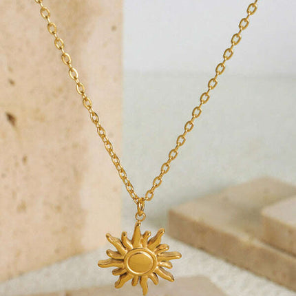 New clavicle chain fashionable simple small sun pendant titanium steel necklace