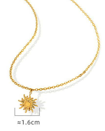 New clavicle chain fashionable simple small sun pendant titanium steel necklace