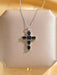 Inlaid zircon cross pendant necklace elegant clavicle chain
