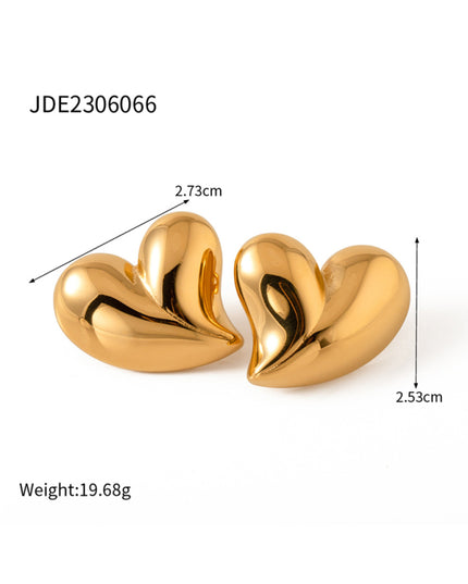 New simple 18K gold non-fading large heart-shaped earrings/necklace