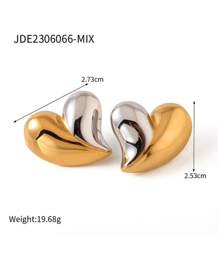 New simple 18K gold non-fading large heart-shaped earrings/necklace