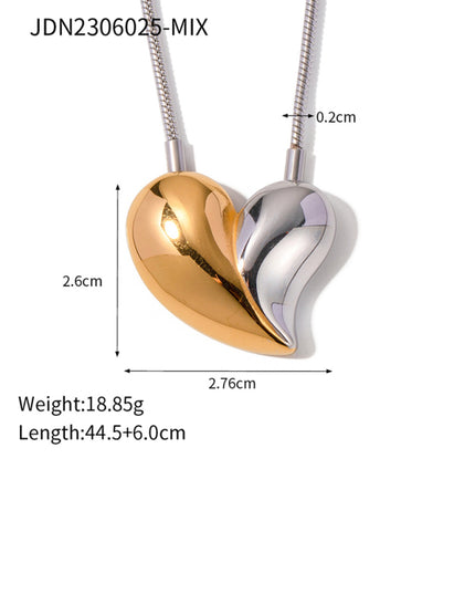New simple 18K gold non-fading large heart-shaped earrings/necklace