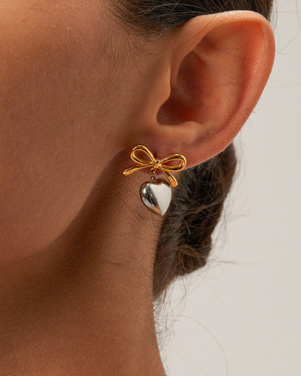 French elegant INS style fashionable 18K gold stainless steel love pendant earrings