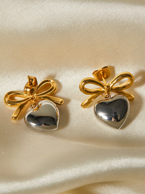 French elegant INS style fashionable 18K gold stainless steel love pendant earrings