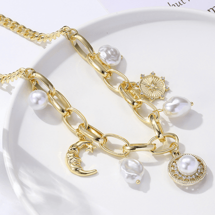 New Bohemian Metal Ancient Coin Multi-Pendant Devil's Eye Necklace