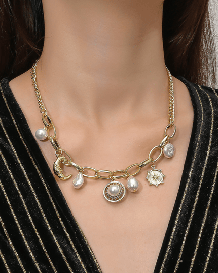 New Bohemian Metal Ancient Coin Multi-Pendant Devil's Eye Necklace