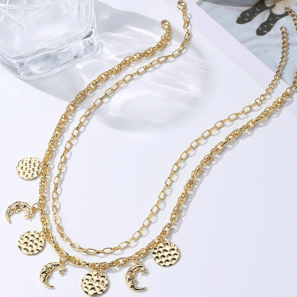 New Bohemian Metal Ancient Coin Multi-Pendant Devil's Eye Necklace