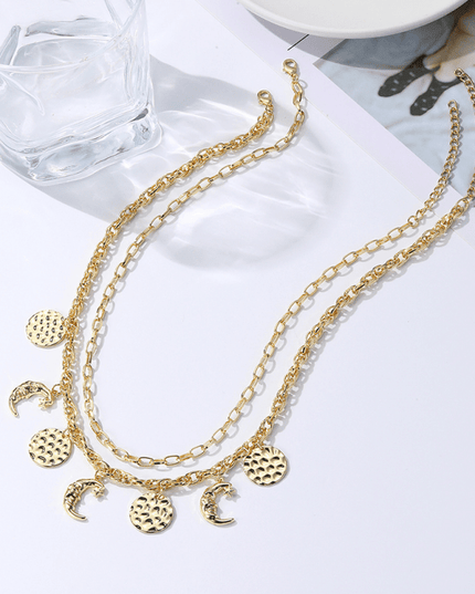 New Bohemian Metal Ancient Coin Multi-Pendant Devil's Eye Necklace