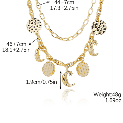 New Bohemian Metal Ancient Coin Multi-Pendant Devil's Eye Necklace