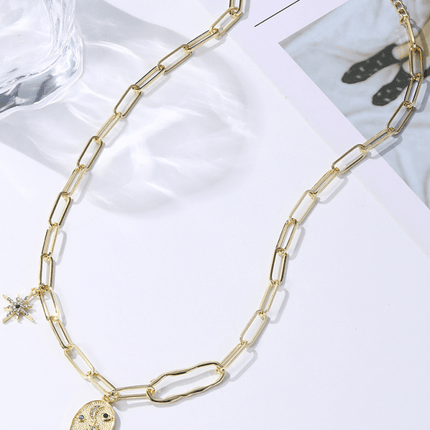 New Bohemian Metal Ancient Coin Multi-Pendant Devil's Eye Necklace