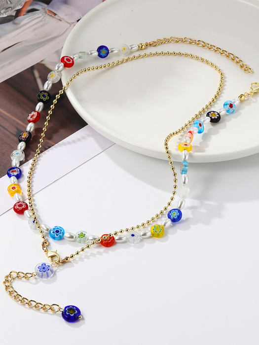 Five-pointed star stacked zircon metal necklace multi-layer necklace new style