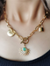 Leaves Devil's Eye Lock Pendant OT Buckle Collarbone Necklace