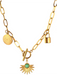 Leaves Devil's Eye Lock Pendant OT Buckle Collarbone Necklace