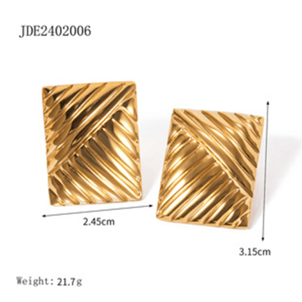 Stainless steel striped symmetrical earrings, simple niche design, fashionable earrings