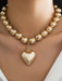 Exaggerated round punk collarbone chain Geometric beads Beaded necklace