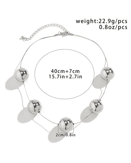 Exaggerated round punk collarbone chain Geometric beads Beaded necklace