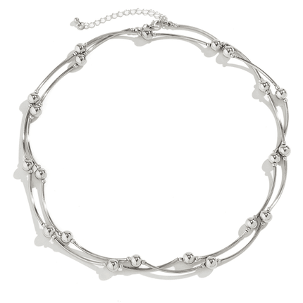 Exaggerated round punk collarbone chain Geometric beads Beaded necklace