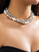 Exaggerated round punk collarbone chain Geometric beads Beaded necklace