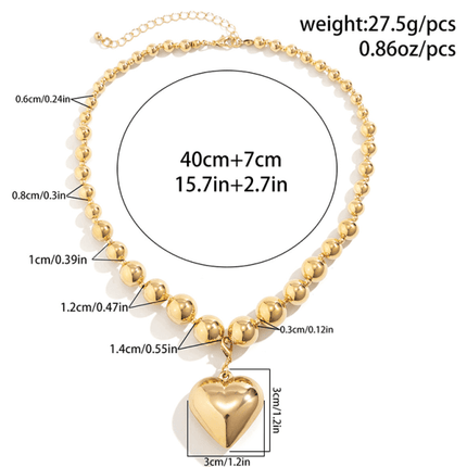 Exaggerated round punk collarbone chain Geometric beads Beaded necklace