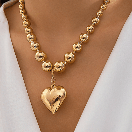 Exaggerated round punk collarbone chain Geometric beads Beaded necklace