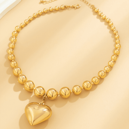 Exaggerated round punk collarbone chain Geometric beads Beaded necklace