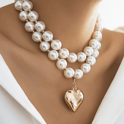 Exaggerated round punk collarbone chain Geometric beads Beaded necklace