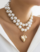 Exaggerated round punk collarbone chain Geometric beads Beaded necklace