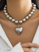 Exaggerated round punk collarbone chain Geometric beads Beaded necklace