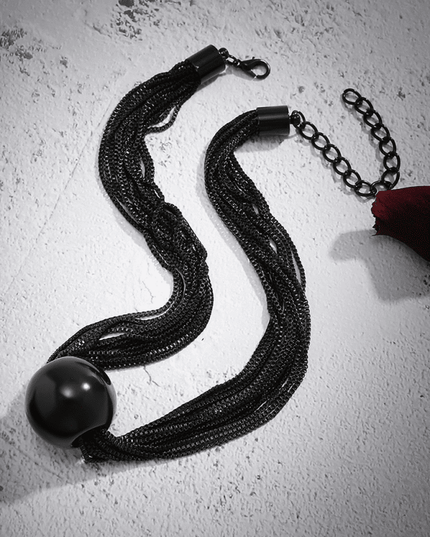Punk multi-layer chain stacking necklace simple niche geometric sphere personality necklace