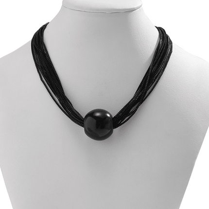 Punk multi-layer chain stacking necklace simple niche geometric sphere personality necklace