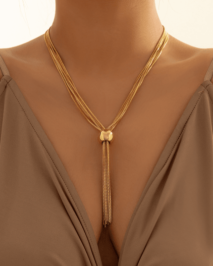 Punk multi-layer chain stacking necklace simple niche geometric sphere personality necklace