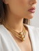 Punk multi-layer chain stacking necklace simple niche geometric sphere personality necklace