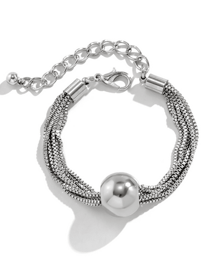 Punk multi-layer chain stacking necklace simple niche geometric sphere personality necklace