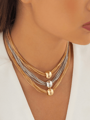 Punk multi-layer chain stacking necklace simple niche geometric sphere personality necklace