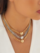 Punk multi-layer chain stacking necklace simple niche geometric sphere personality necklace