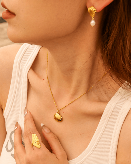 New Summer Beach Ocean Metallic Shell Necklace