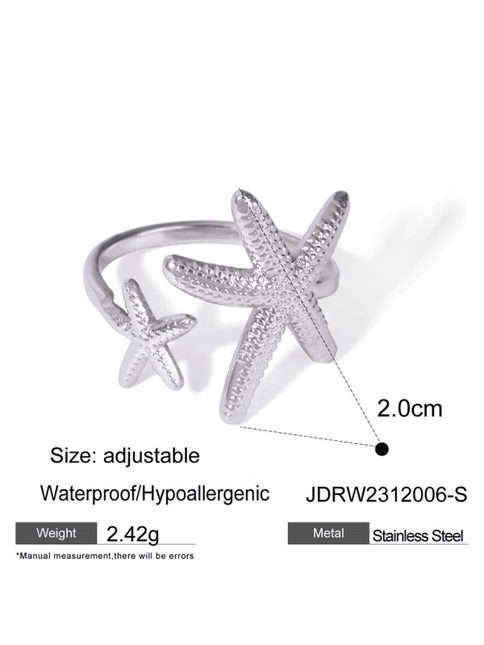 New beach style ocean element shell starfish ring