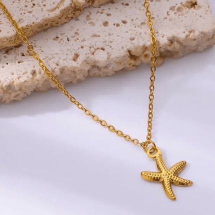 Ocean Starfish Pendant Necklace – Versatile Stainless Steel Holiday Jewelry