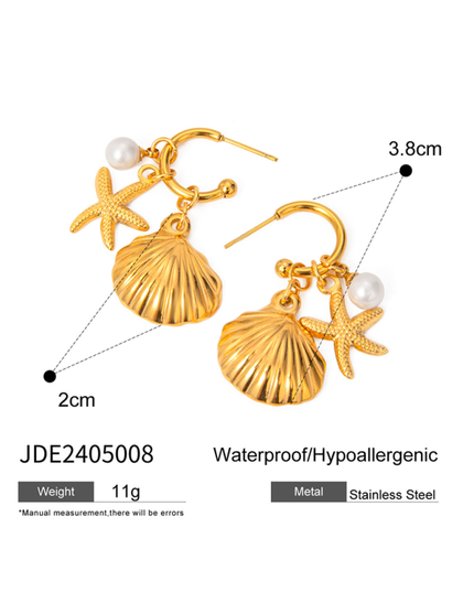 New ocean series accessories fashionable and versatile starfish shell pearl earrings