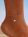New round bead double-layer love heart anklet creative retro simple multi-layer alloy anklet