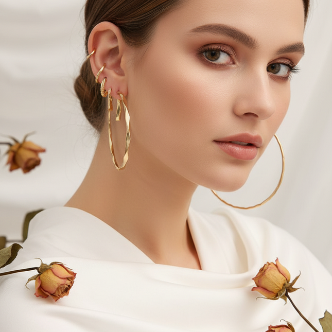 Square Geometric Earrings Retro Earrings Earring Set 6 Pieces