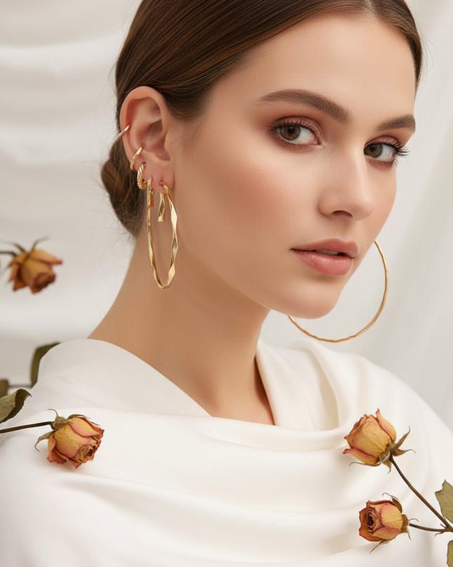 Square Geometric Earrings Retro Earrings Earring Set 6 Pieces