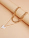 Double-layer heart-shaped white mother-of-pearl pendant necklace necklace metal thick aluminum chain necklace