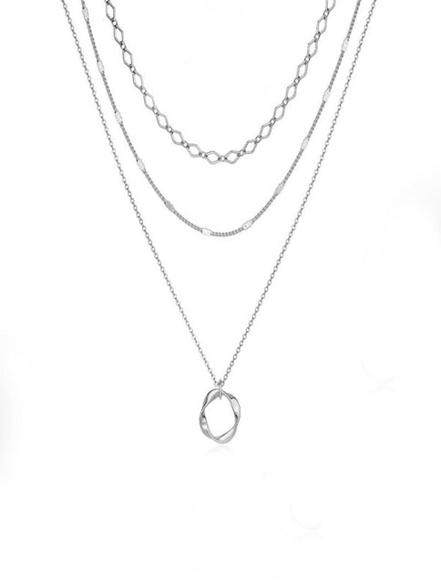 Simple twisted circle pendant fashionable women's three-layer necklace