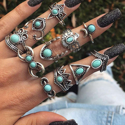 New rings, retro bohemian hollow 11-piece set