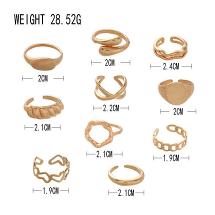Twisted Hollow Cross Chain Ring Punk Alloy All-match Set Ring