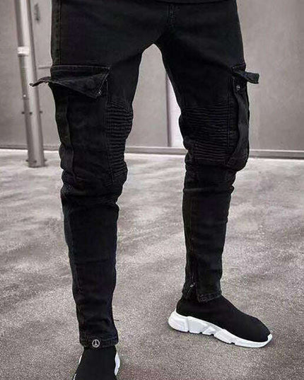 Men Street Style Knit Cargo Jeans